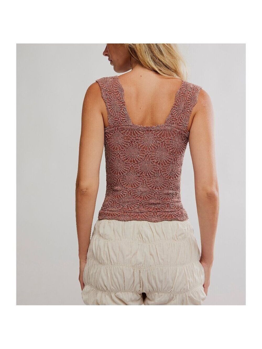 Free People Pink Textured Square-Neck Camisole - Picture 3 of 5